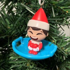Elf On The Shelf Sledding  Custom Christmas Ornament